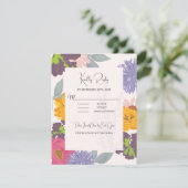 抽象芸術モダンフローラウェディングRSVPカード 出欠カード (スタンド正面)