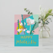 抽象芸術モダンフローラハッピーマザーズデイ 箔シーズンポストカード (立ち正面)