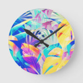 抽象芸術モダンフローラパステルカラー ラウンド壁時計 (正面)