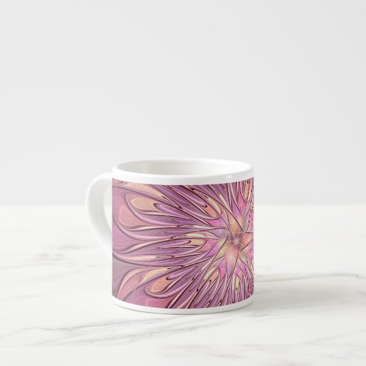 抽象芸術モダンフローラフラクタルアートベリーカラー エスプレッソカップ (正面左)