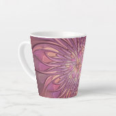 抽象芸術モダンフローラフラクタルアートベリーカラー カフェラテマグ (左アングル)