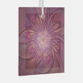 抽象芸術モダンフローラフラクタルアートベリーカラー ガラスオーナメント (正面右)