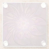 抽象芸術モダンフローラフラクタルアートベリーカラー ガラスコースター (裏面)