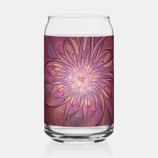 抽象芸術モダンフローラフラクタルアートベリーカラー ガラス缶 (正面)