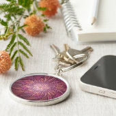 抽象芸術モダンフローラフラクタルアートベリーカラー キーホルダー (側面)