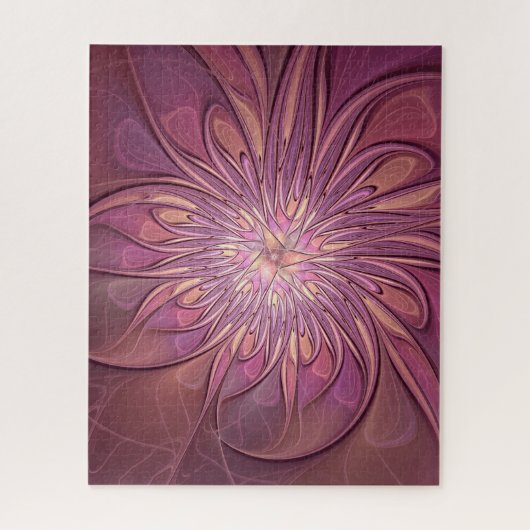 抽象芸術モダンフローラフラクタルアートベリーカラー ジグソーパズル (縦)