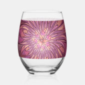 抽象芸術モダンフローラフラクタルアートベリーカラー ステムなしワイングラス (裏面)