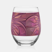 抽象芸術モダンフローラフラクタルアートベリーカラー ステムなしワイングラス (左)