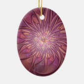 抽象芸術モダンフローラフラクタルアートベリーカラー セラミックオーナメント (裏面)