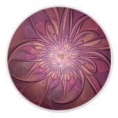 抽象芸術モダンフローラフラクタルアートベリーカラー セラミックノブ (正面)