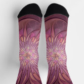 抽象芸術モダンフローラフラクタルアートベリーカラー ソックス (上部)