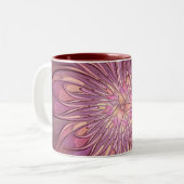 抽象芸術モダンフローラフラクタルアートベリーカラー ツートーンマグカップ (正面左)