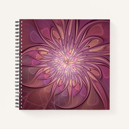抽象芸術モダンフローラフラクタルアートベリーカラー ノートブック (正面)