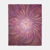 抽象芸術モダンフローラフラクタルアートベリーカラー フリースブランケット (正面)