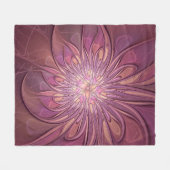 抽象芸術モダンフローラフラクタルアートベリーカラー フリースブランケット (正面(横))