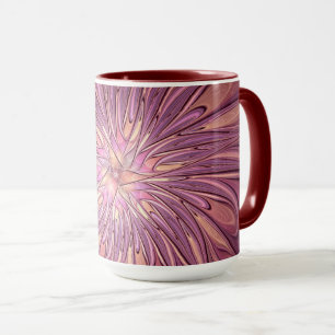 抽象芸術モダンフローラフラクタルアートベリーカラー マグカップ