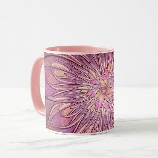 抽象芸術モダンフローラフラクタルアートベリーカラー マグカップ (正面左)