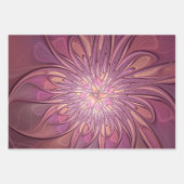 抽象芸術モダンフローラフラクタルアートベリーカラー ラッピングペーパーシート (正面3)