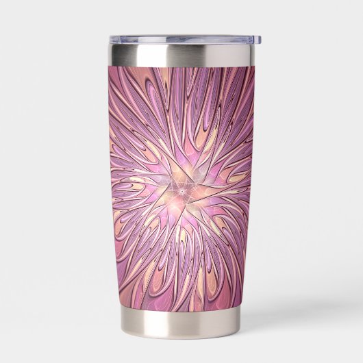 抽象芸術モダンフローラフラクタルアートベリーカラー 保温保冷タンブラー (左面)