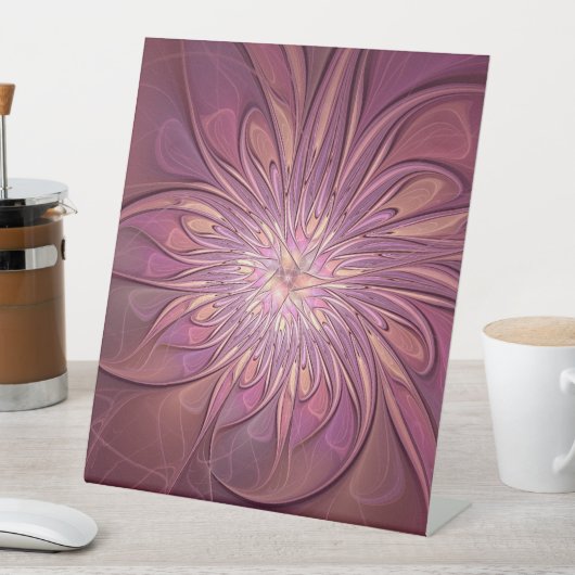 抽象芸術モダンフローラフラクタルアートベリーカラー 台座サイン (インサイチュ)