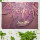 抽象芸術モダンフローラフラクタルベリーカラー名 キッチンタオル (折り畳み)