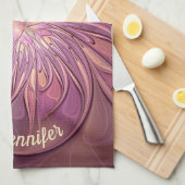 抽象芸術モダンフローラフラクタルベリーカラー名 キッチンタオル (四つ折り)