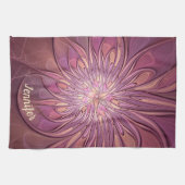 抽象芸術モダンフローラフラクタルベリーカラー名 キッチンタオル (横)