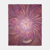 抽象芸術モダンフローラフラクタルベリーカラー名 フリースブランケット (正面)