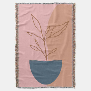 抽象芸術モダンフローラプラントスケッチアートワーク スローブランケット