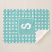 抽象芸術モダンフローラルパターモノグラムのンアクア シェルパブランケット (正面(横))