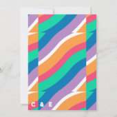 抽象芸術モダンブライトカラーオレンジ結婚ズ 招待状 (裏面)