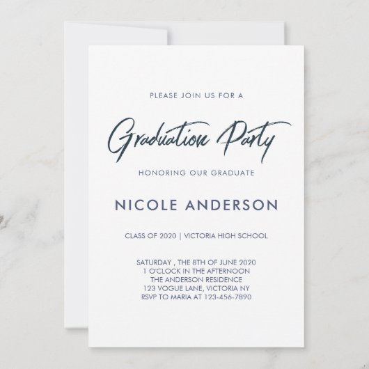 抽象芸術モダンブラシのストロークの卒業 招待状 (裏面)