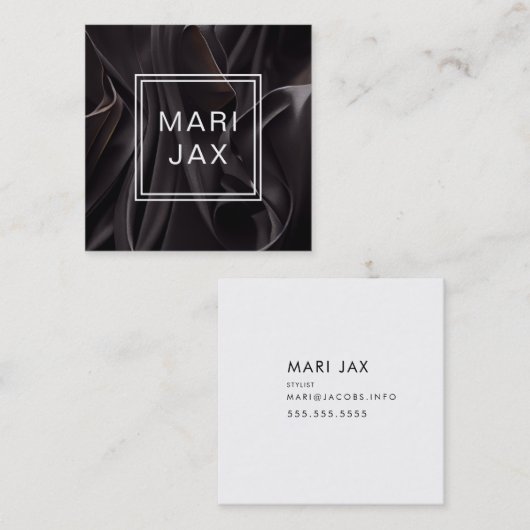 抽象芸術モダンブラックの布の流れ スクエア名刺 (正面/裏面)