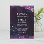 抽象芸術モダンブラックウォーター結婚カラー 招待状 (スタンド正面)