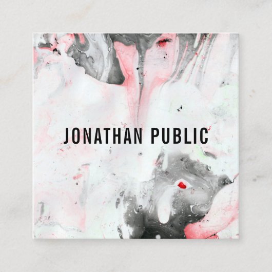 抽象芸術モダンブラック赤白テンプレート スクエア名刺 (正面)