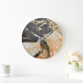 抽象芸術モダンブラック金ゴールドアプリコット(数字なし) ラージ壁時計 (ホーム)