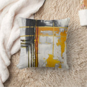 抽象芸術モダンブラック金ゴールドラグジュアリーシックウォーターカラー クッション (ブランケット)