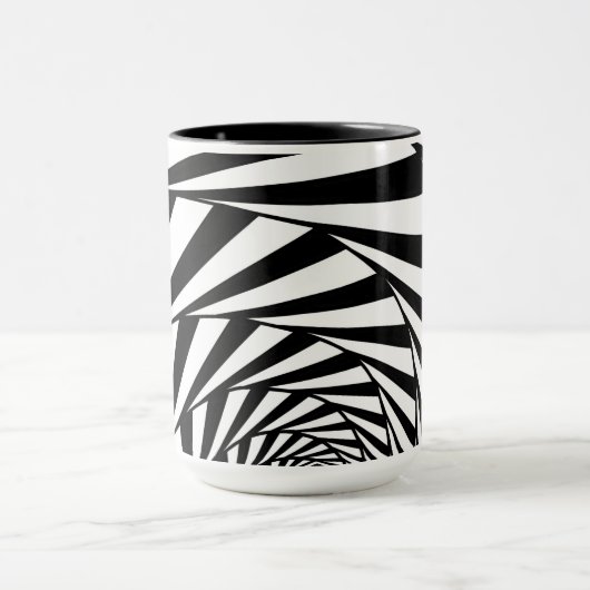 抽象芸術モダンブラック&ホワイトウェーブアートマグ マグカップ (中央)