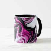 抽象芸術モダンブラック、ホワイト、マゼンタアートマグ マグカップ (正面右)