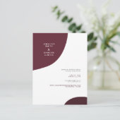 抽象芸術モダンブルゴーニュの仮想結婚式の招待 ポストカード (スタンド正面)