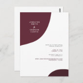 抽象芸術モダンブルゴーニュの仮想結婚式の招待 ポストカード (正面/裏面)