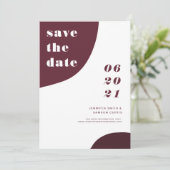 抽象芸術モダンブルゴーニュの結婚式の日付を保存 セーブザデート (スタンド正面)