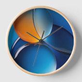 「抽象芸術モダンブルーとオレンジガラスアートウォールCl 壁時計 (正面)