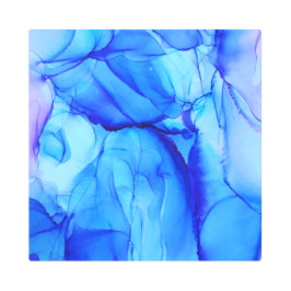 抽象芸術モダンブルーとパープルインクアート メタルプリント