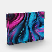 抽象芸術モダンブルーとピンク –  フォトブロック (左)