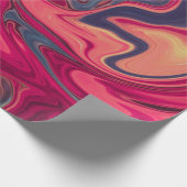 抽象芸術モダンブルーと赤の液体の大理石アートワーク ラッピングペーパー (角)