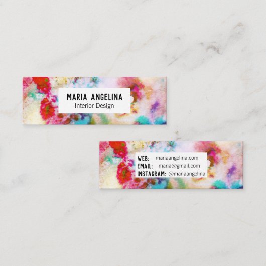 抽象芸術モダンブルーのピンク スキニー名刺 (正面/裏面)