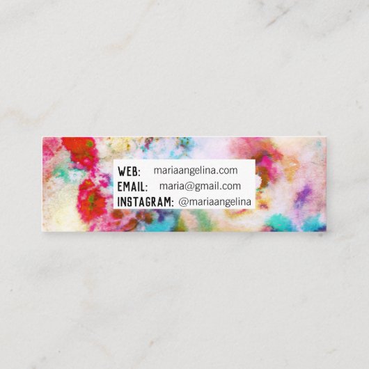 抽象芸術モダンブルーのピンク スキニー名刺 (裏面)
