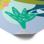 抽象芸術モダンブルーのミニマル植物芸術 ポスター (角)