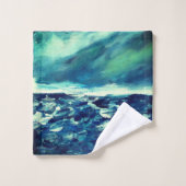 抽象芸術モダンブルーアート バスタオルセット (ウォッシュタオル)